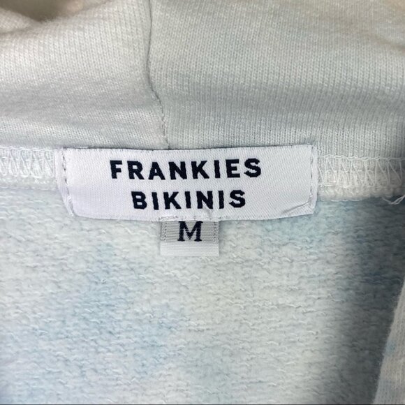 Frankies Bikinis Burl Sweatshirt Baby Blue Tie Dye Hoodie Size Medium Hood Boho - Picture 4 of 10